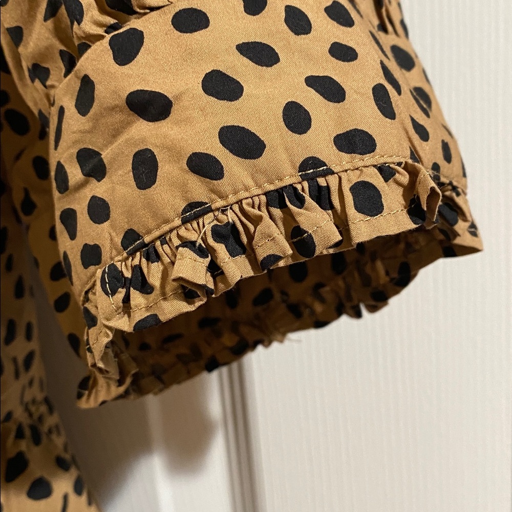 J. Crew Tan and Black Polka Dot Midi Dress - Picture 11 of 15